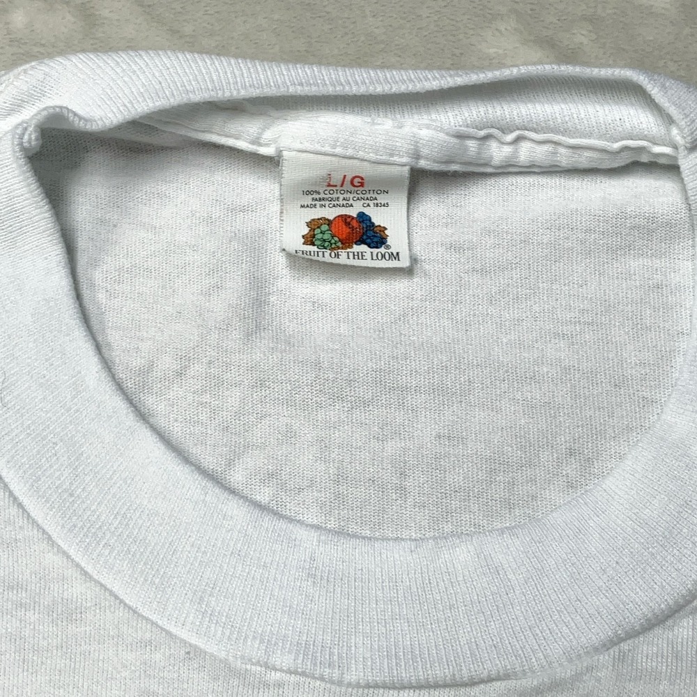 Vintage 80s Fruit Of The Loom Plain White T-Shirt Single Stitch Size L *READ - Picture 3 of 7